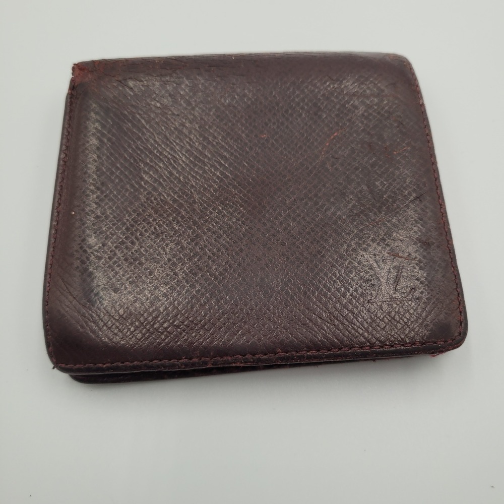 Louis Vuitton Mens Brown Taiga Leather Bifold Wallet Coin Pouch VI0065 France